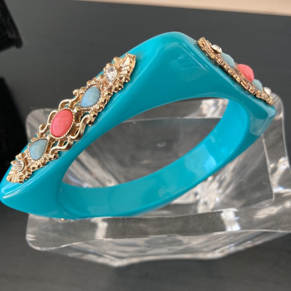 Angular Teal Bangle - Picture 7 of 7